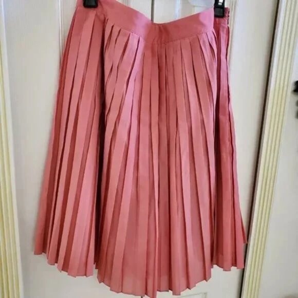 NWT Talbots Pink Voile Crystal Pleated Cotton Blend Women's Skirt Size 14P - Picture 4 of 10